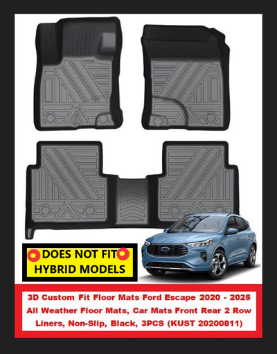 (NEW) Floor Mats 3PCS Ford Escape 2020-25 (NO FIT Hybrid MODELS), View more