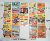 Vintage 14 Hot-Rod Magazines, 1962-65, rods, pictures, how-to