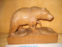 Grizzly Bear carving signed by C Dube