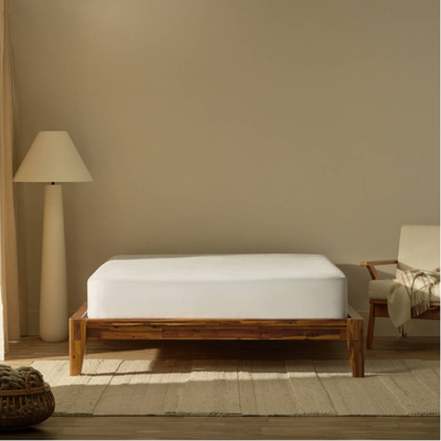 Silk and Snow Wooden Platform Bed - Queen, View more