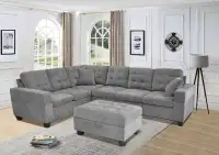 Brand New Sectional Velvet Sofa With Ottoman Storage.