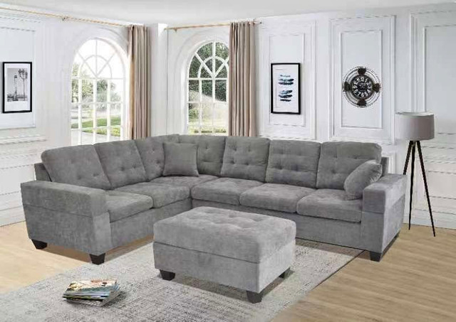 Brand New Sectional Velvet Sofa With Ottoman Storage. in Couches & Futons in Kingston