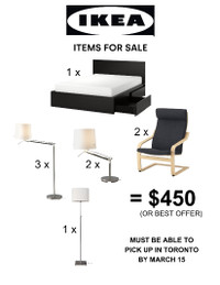 Ikea Furniture Set - Bed, Mattress, Chairs, Lights
