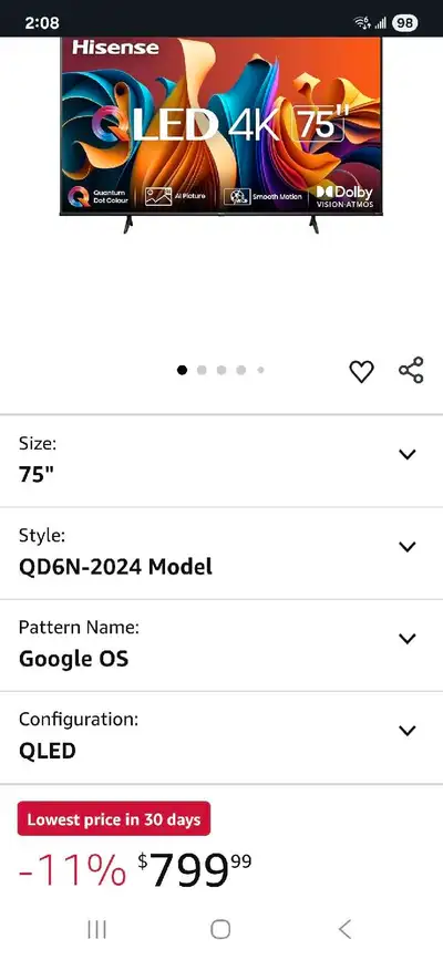 2024 - HISESNE 4K UHD HDR QLED GOOGLE SMART TV. DETAILS IN AD, View more