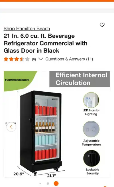 Frigidaire 21 in. 6.0 cu ft. Commercial Glass Display Fridge, View more