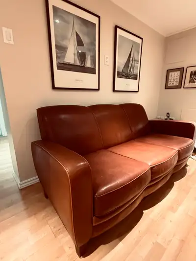 4-Piece Leather Club Sofa & Chairs, View more