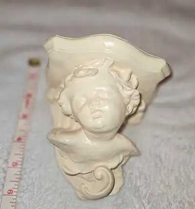 Vintage Cream White Plaster Cherub Angel Corbel Wall Shelf, View more