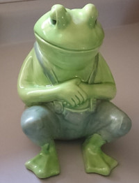 Vintage Large Ceramic Frog Piggy Bank Figurine