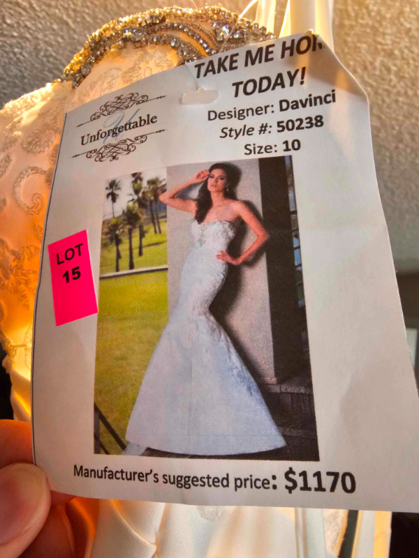 DAVINCI SIZE 10 WEDDING DRESS (SUGGESTED RETAIL $1170) in Wedding in Edmonton - Image 3