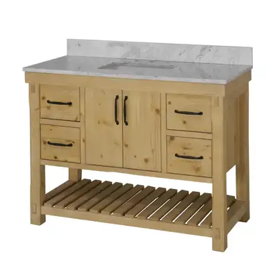 48” Bathroom Vanity Carrara Marble Top Single Sink - Brand New, View more