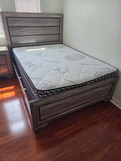 Full double bed with mattress + nightstand + vanity , View more