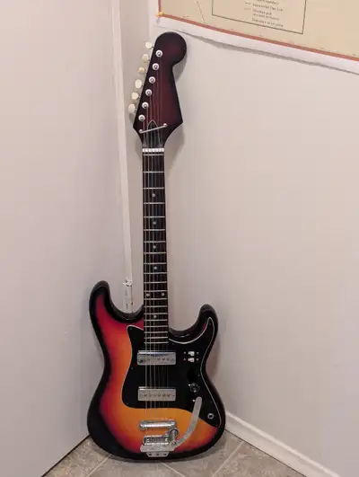 Electric Guitar Vintage 38" Teisco Six String Whammy Bar Tremolo, View more