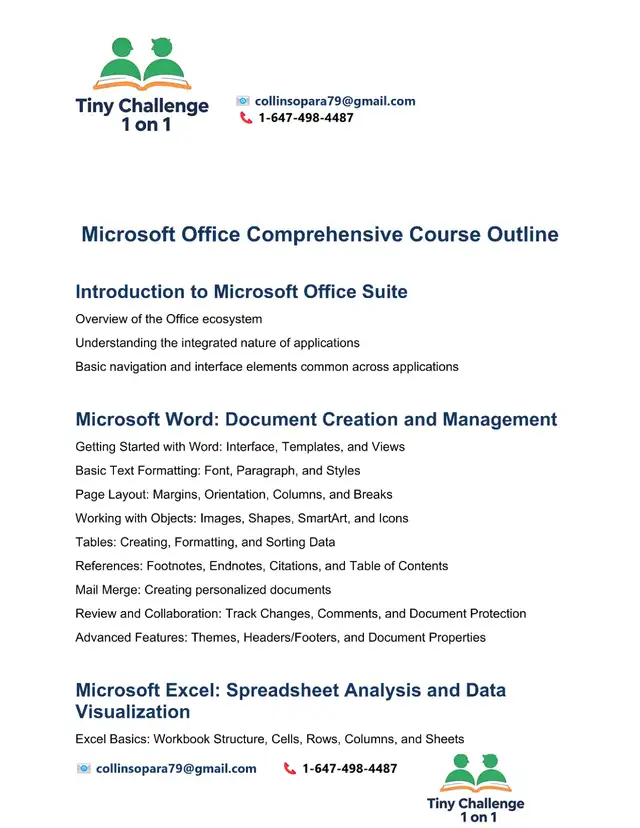 1 ON 1  - MICROSOFT OFFICE COURSE FROM BEGINNER TOADVANCED64520052543747121