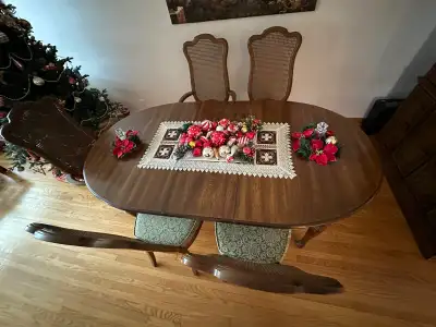 Dining room table and 5 matching chairs, View more