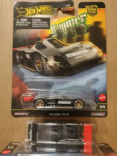 New Hot Wheels Premium Car Culture Hammer Drop Mazda 787B 1/64 diecast car with Real Riders $12 ea.