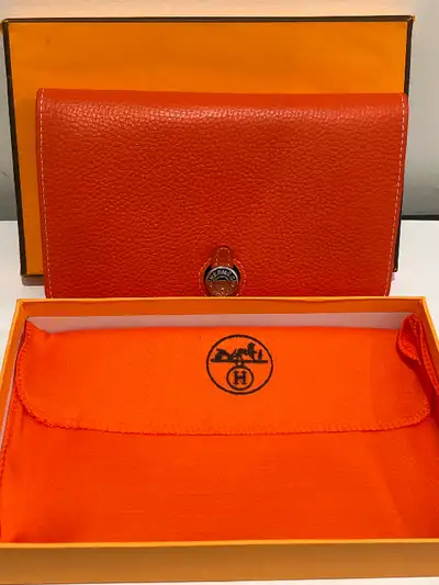 Orange Togo Leather Dogon Duo Wallet, View more