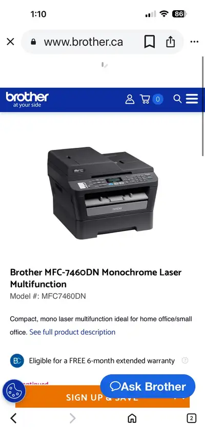 Brother MFC-7460DN LaserMultifunctionModel #: MFC7460D, View more
