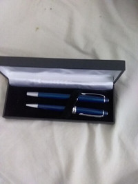 a set brand new blue cross fountain pen with ballpoint pen