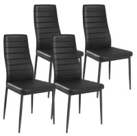Set of four black faux leather dinning chairs BNIB