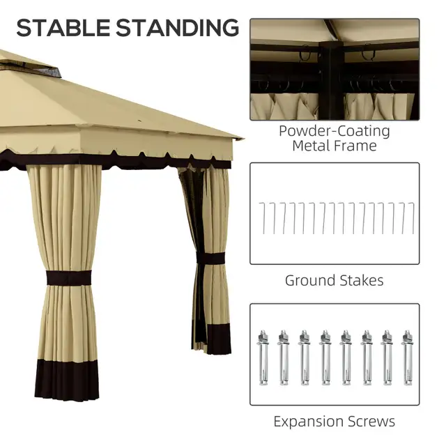 10' x 12' Double Roof Patio Gazebo Canopy, Outdoor Gazebo Shelte in Patio & Garden Furniture in Markham / York Region - Image 6