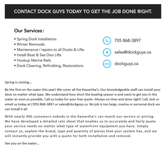 Spring Dock & Boat Lift Installation Services in Other in Peterborough - Image 4