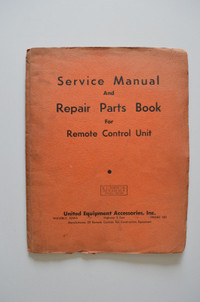 United Equipment Crane Remote Control Unit manual 1960s