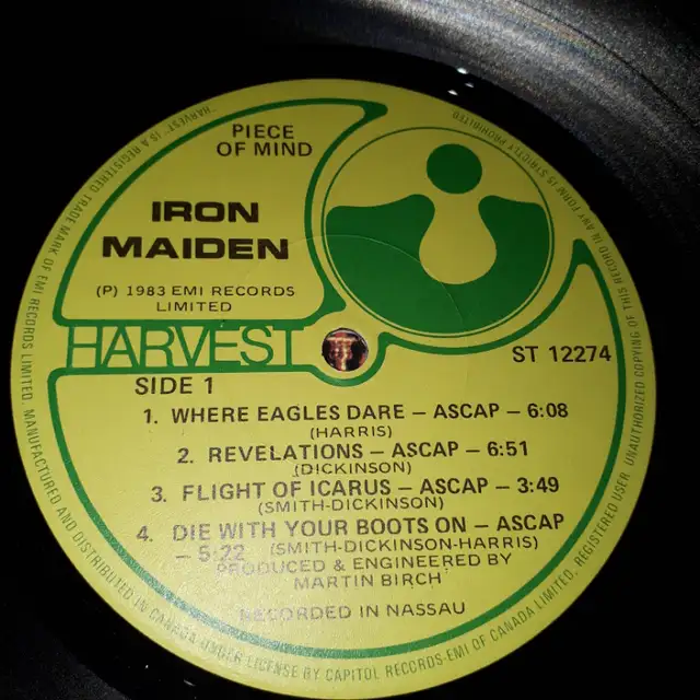 vinyl Iron Maiden Piece of mind ST 12274 ///  198363010223963139122
