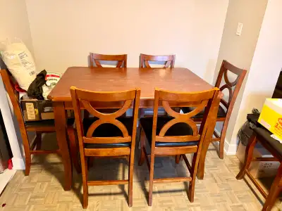 Solid Wooden Dining Table with 7 Chairs – Moving Sale, View more