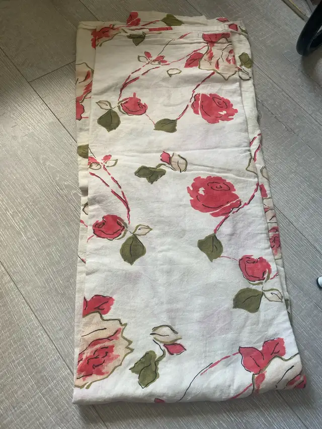 Floral Flat Bed Sheet / Bedspread – 83” x 54” 