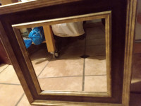 2 Square wood and gold finished mirrors - $45