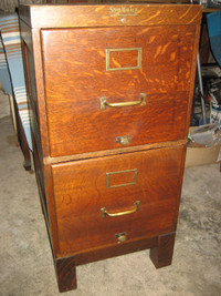 Antique 1/4 Cut Oak Stacking File Cabinet