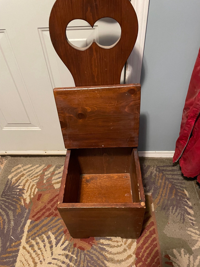 Wooden chair with storage in Chairs & Recliners in Strathcona County