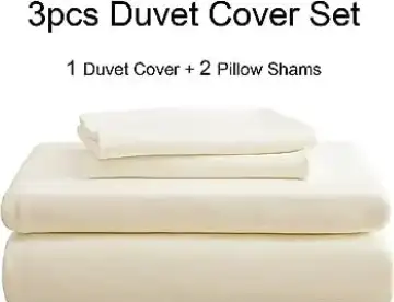 Queen Duvet Cotton Cover Set with 2 Pillow Shams in a cream colour for sale. The Duvet is in perfect...