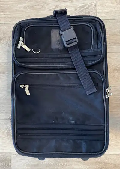 Navy blue carry on size luggage, View more