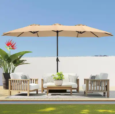  13-Foot Double Sided Patio Umbrella Brand New (Beige), View more