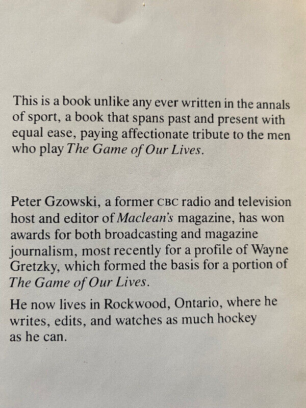 The Game of Our Lives by Peter Gzowski  1981 M+S in Non-fiction in Edmonton - Image 4