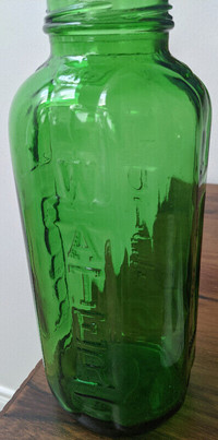Vintage Green Glass, 40 Ou, Water-Juice Bottle