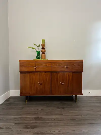 Mid century modern walnut credenza, View more