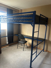 Double loft bed with desk EUC 