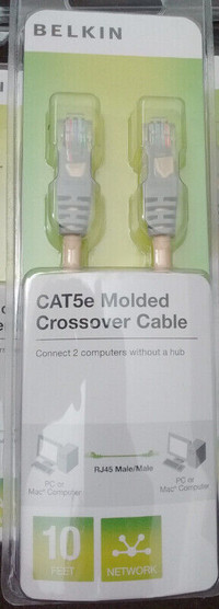 CAT 5e Crossed over cables 10 Feet qty 3