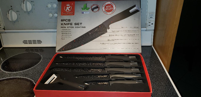 Kitchen King 6Pcs Knife Set Non-Stick Coating NEW Black in Kitchen & Dining Wares in Winnipeg - Image 3