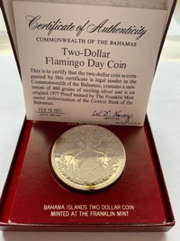 1977 Commonwealth of the Bahamas $2 Flamingo Day Coin with COA