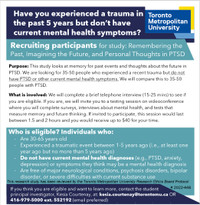 RECRUITING: Participants with trauma for research study