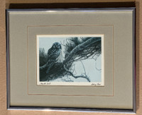 Gary Low Signed "Hawk Owl" Print Framed  & Matted 11"x14"