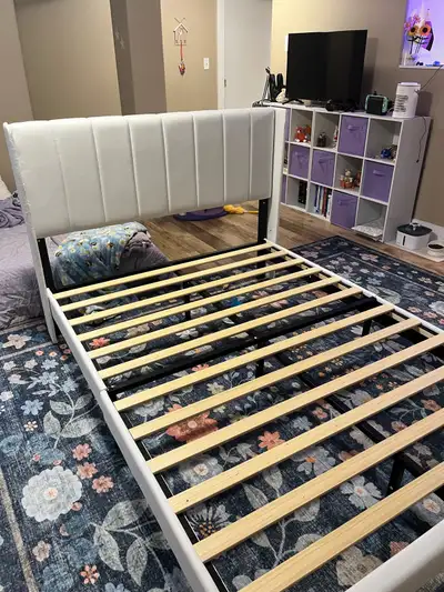 White double bed frame, only used for a couple months. Original priced $210 but does have a few cat...