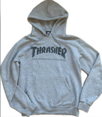 Thrasher Skateboard Magazine Hoodie, Grey, Size Small, Pullover