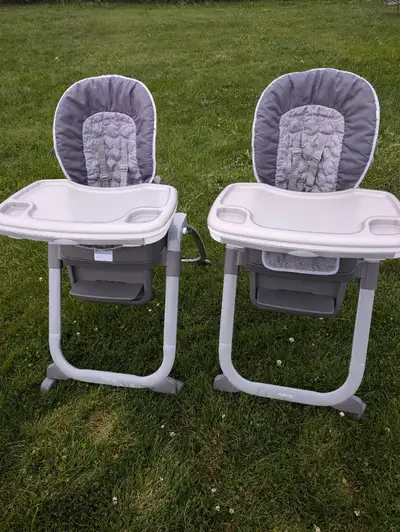 Two Ingenuity Smart-Serve 4 in 1 high chairs. Highchairs can be used as is, or can come apart to bec...