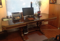 Antique conference / dining table with chairs