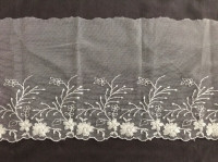 6" x 1.2 yds Lace Trim Embroidered Floral White