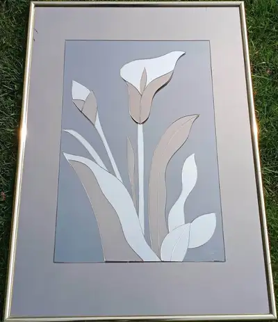 Vintage Smoked Glass Calla Lily Wall Mount Mirror by R. Parret!, View more